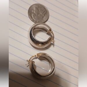 Vintage RJM  Sterling Silver Circle Shaped Hoop Post Earrings